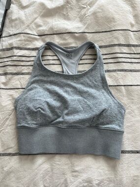 ALO Yoga Light Grey High-Neck Racerback Sports Bra